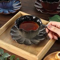 Ensemble tasse et soucoupe en céramique rétro, effet four, 280 ml, pour latte art et thé de l'après-midi