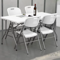 Table pliante double en plastique avec cadre métallique, directement de l'usine ; Table de marché extérieure de style stand ; Table à manger domestique ; Portable