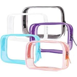 Neceser Portátil Transparente de PVC con Cierre, Bolsa de Aseo con Logotipo Personalizado, Impermeable, para Viajes, Maquillaje y Cosméticos - Product Image 1
