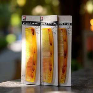 Spazzola per Capelli Gialla con Strisce Marroni, Pettine Piatto per Capelli - Product Image 2