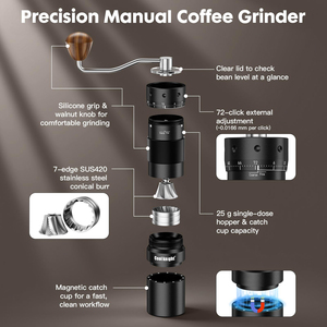 Moulin à café professionnel de qualité supérieure, en acier inoxydable CNC 420, réglable externement, portable, moulin à café manuel - Product Image 4