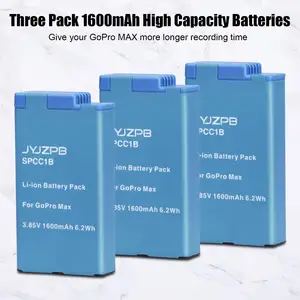 Camera Battery 1600mAh 3 Pack And 3-channel Battery Charger Compatible With GoPro MAX 360