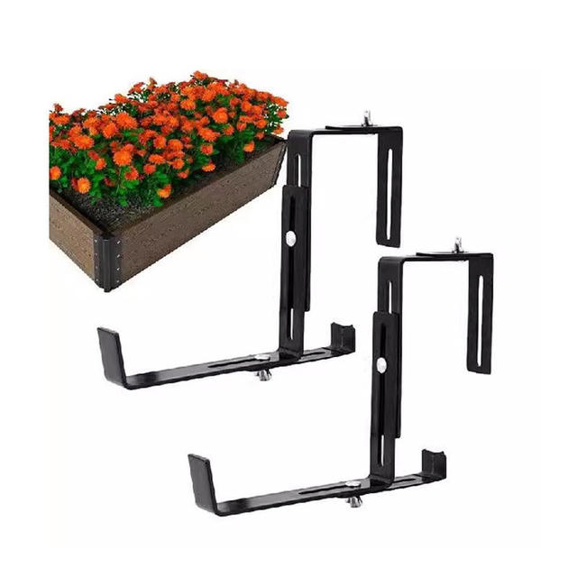 Window Box Bracket, Flower Pot Holder, Balcony Bracket Adjustable Plant Pot Hanging Hooks Rail Balcony Planter Holder