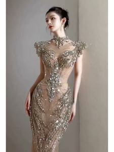 Robe <span class=keywords><strong>de</strong></span> soirée <span class=keywords><strong>sirène</strong></span> personnalisée, faite à la main, avec perles et dentelle, robe <span class=keywords><strong>de</strong></span> bal longue, style princesse vintage, grande taille, avec <span class=keywords><strong>vidéo</strong></span> réelle - Product Image 1