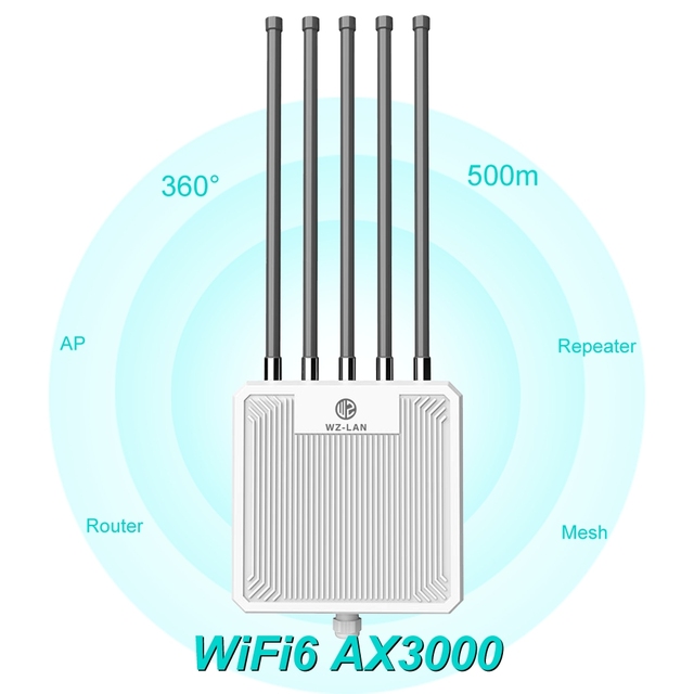 WZ-LAN AX3000 AX1800 Outdoor Access Point Dual-band 2.4G&5.8G with 8dBi High-gain Fiberglass Omnidirectional Antennas