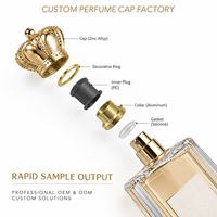 Couvercle de couvercle de bouteille de parfum créatif avec logo personnalisé Bouchon de bouteille de parfum universel créatif de luxe Fea 15 Mm en métal Zamac