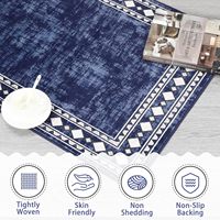 Tapis d'appoint minimaliste bleu marine 5x7, résistant aux taches, lavable en machine, antidérapant, pour la décoration de la maison.