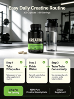 Kapsul Creatine Monohydrate JN OEM Private Label (200) untuk Dewasa, Pra-Latihan, Meningkatkan Ukuran & Kekuatan Otot, Meningkatkan Kepadatan Tulang, & Meningkatkan Energi