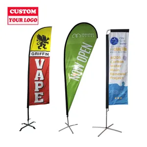 Hochwertige benutzer definierte LOGO Logo benutzer definierte Digitaldruck Stoff Feder Flagge Strand Teardrop Banner fliegende Flagge