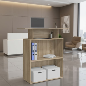 Bureau de réception en bois d'ingénierie Sonoma Oak, 39,4 x 15,7 x 40,9 pouces, mobilier de bureau contemporain - Product Image 2