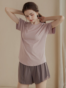 T-shirt de sport décontracté à coupe ample pour femmes O-Neck Woven Fabric Short-Sleeved Sweat Fitness Clothing Running Yoga Wholesale Supply - Product Image 5