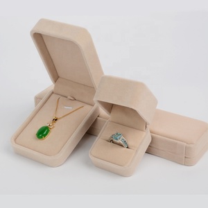 custom small square round wedding engagement beige dark blue black velvet pendant necklace ring jewelry packaging box and