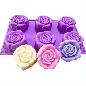 Moule à roses personnalisé sans BPA, 6 cavités, plateau de moulage pour fondant, outils de décoration, en silicone, pour faire des gâteaux, du chocolat, des muffins, des pâtisseries, des biscuits - Product Image 5