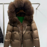 OFTBUY 2025 – Nouvelle Parka d'hiver de luxe pour femme, en duvet d'oie, avec capuche en fourrure de renard naturelle, épaisse, chaude, imperméable et ceinturée