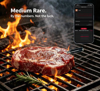 Thermomètre à viande sans fil, étanche IP68, sonde en bambou, long manche, écologique, pour fumeurs, rôtissoires, cuisines, barbecues, fours