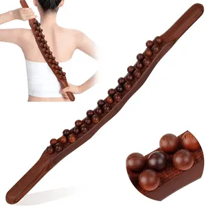 Carbonized round dot 31 bead gua Sha bar lymphatic detoxification clearing meridian clearing collaterals wooden massage tool
