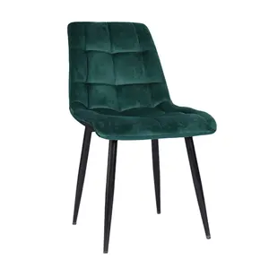 最受欢迎的廉价当代设计高背舒适厨房家具椅绿色织物天鹅绒餐椅
