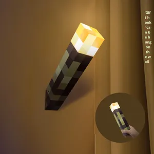 Lampe de nuit <span class=keywords><strong>Minecraft</strong></span> Pixel Torch - Lampe LED rechargeable avec compartiment de rangement (28 cm) pour la décoration de la salle de jeu et de la chambre à coucher - Product Image 5