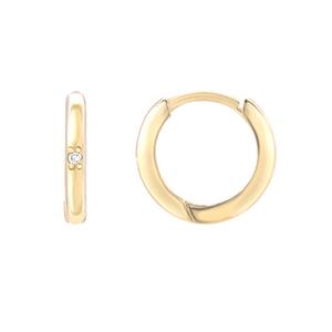 Joyería fina Plata de Ley 925 Pendientes de aro de circón con ajuste de garra de oro de 14K para mujer - Product Image 2