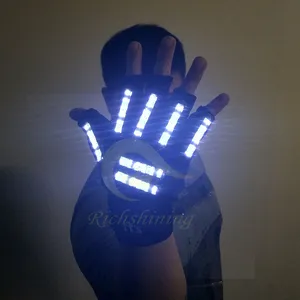 Skeleton LED Light Up Party Supply Halloween Favor Flashing Gloves For Party Light Show Concert Star Dress Up