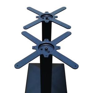 طاولة مستطيلة حديثة ثقيلة الوزن بقاعدة مستطيلة من الحديد الزهر الأسود ذات عمودين مسطحين لغرفة الطعام والاستخدام الخارجي - Product Image 3