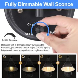 Dimmable <strong>Plug</strong>-in <strong>Wall</strong> Sconce 6FT Cord Swing Arm <strong>Wall</strong> <strong>Lights</strong> for UL Listed <strong>with</strong> E26 Base Two Arms 1 Pack - Product Image 6
