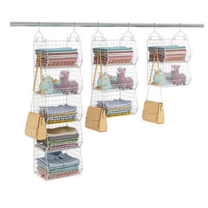 Organizador de armario de Metal plegable de 5 niveles, colgador de ropa que ahorra espacio, para dormitorio estantes de pared, Armarios colgantes, bastidores de cesta - Product Image 1