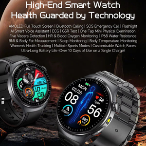 Montre connectée intelligente avec assistant vocal, SOS, électrocardiogramme (ECG), mesure de la graisse corporelle, IMC, suivi de la santé, EDA, IP68, tracker d'activité physique, compatible Android - Product Image 1