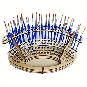 ที่วางเครื่องเขียนไม้ DIY แบบข้ามพรมแดน สลักด้วยเลเซอร์ สำหรับเก็บดินสอและพู่กัน ขนาด 140 มม. - Product Image 3