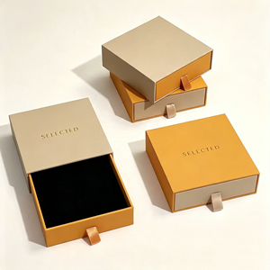 Boîte à bijoux en carton personnalisée avec logo, emballage cadeau pour bijoux, collier, boucles d'oreilles, boîte à tiroir coulissante avec éponge noire - Product Image 2