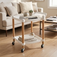 Chariot de service multifonctionnel à double niveau, écologique, imperméable, pour salon, table d'appoint