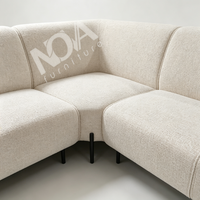 Canapé modulaire en forme de L moderne, canapé d'angle en tissu lin avec pieds en métal robustes