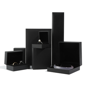 Luxury <b>Black</b> PU Leather Jewelry <b>Box</b> for Wedding Rings, Bracelets and Necklaces - Product Image 2