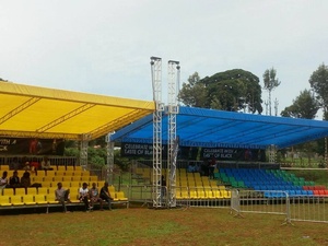 <b>15</b>-Row 15ft Aluminum Alloy Stadium Bleachers Blue Fixed Ergonomic Lightweight Outdoor Grandstands - Product Image 5