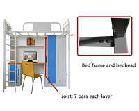 Lit double superposé en acier et métal, pour étudiants, chambre à coucher, dortoir, avec table d'étude et bureau pour adultes