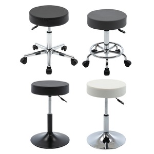 Tabouret de bar pivotant réglable avec roulettes pour salon de coiffure, maquillage, artiste, disponible en noir, blanc, gris - Product Image 2