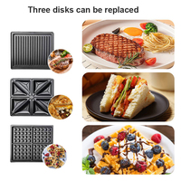 Grille-pain Oaster 3 en 1 antiadhésif pour petit-déjeuner, machine à sandwichs, chauffage double face, gaufrier électrique détachable