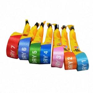 Pulsera dorada Fiesta Festival Tela Deslice tela personalizada con cierre a presión de plástico unidireccional Cierre de pulsera - Product Image 5