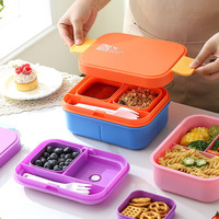 Boîte à lunch à double compartiment grande capacité sans BPA, compatible micro-ondes, avec couvercle, pour les employés de bureau, ensemble repas aux fruits