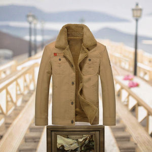 Veste en toile épaisse en polaire taille XL pour homme, décontractée, rembourrée en coton, col rabattu, fermeture éclair, séchage rapide, lavée, vente en gros automne-hiver - Product Image 3