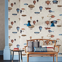 Papier peint vintage à l'effigie d'un ballon à air chaud, décoration murale personnalisée rétro steampunk, vaisseau volant, pour la décoration intérieure de la chambre d'enfant