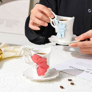 Minimalist Stylish <b>Ceramic</b> Coffee <b>Cup</b> & Saucer Set, Premium Espresso Mug for Home Afternoon Tea Daily Drinkware - Product Image 3