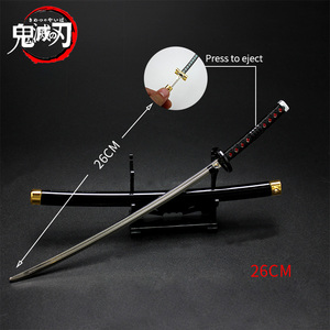 Miễn phí Mẫu Mini 26cm kim loại amine Quỷ Slayer thanh kiếm Keychain đồ chơi Katana đồ trang trí kim loại - Product Image 4