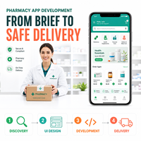 Développement d'applications de livraison de pharmacies en ligne fiables pour iOS et Android avec catalogue de médicaments et téléchargement de prescriptions LionCreate