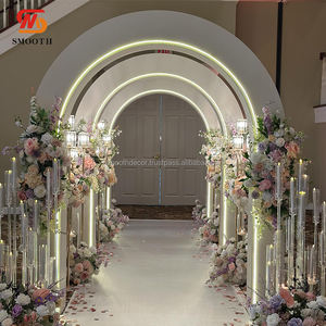 ฉากหลังตกแต่งเวทีโค้งสีชมพูเรียบหรูหราฉากหลังแต่งงานทำจากพีวีซี3D - Product Image 4