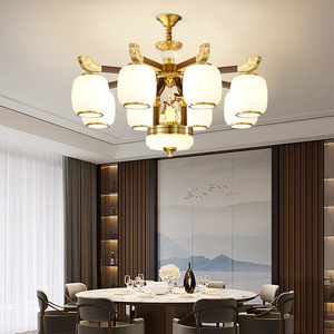 Chinese Style Chandelier Multi Head <b>Led</b> <b>Light</b> For Living Room Dining Room Bedroom Solid Wood And Copper Ceiling Lamp - Product Image 3