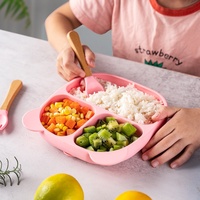Ensemble de bols à compartiments en silicone mignon de dessin animé, vaisselle portable anti-chute pour enfants, ventouse, assiette à dîner pour nourrissons