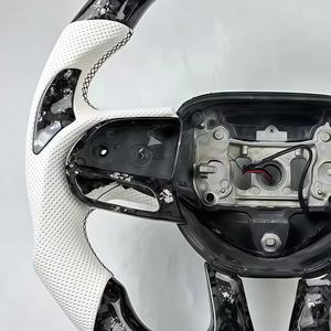 Volant de voiture en fibre de carbone pour <span class=keywords><strong>RTS</strong></span> Dodge Charger 2015-2022, style sport, cuir forgé blanc - Product Image 3