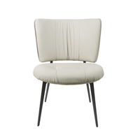 Chaise de salle à manger moderne en cuir, disponible en blanc/marron/noir, chaise de négociation de luxe avec dossier confortable pour la maison