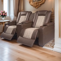 Fauteuil inclinable de cinéma maison de style européen moderne, canapé double VIP avec cuir synthétique, fauteuil de style cinéma réglable